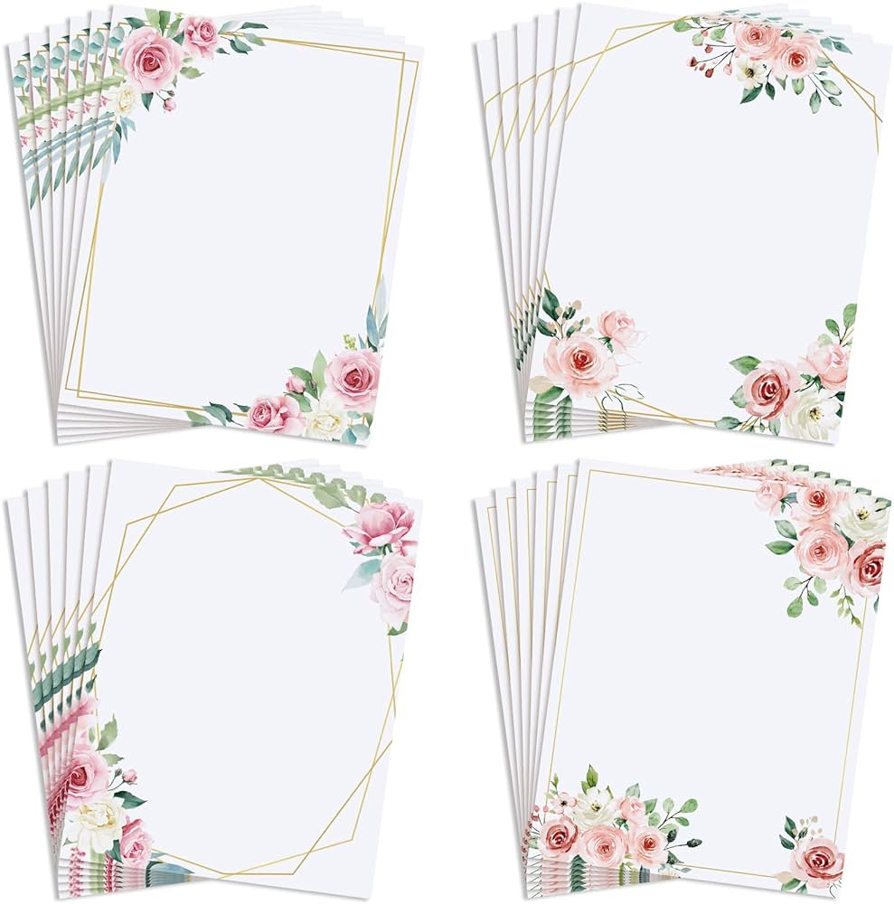 Sheets leaf theme paper stationery decorative design printer paper greenery border design writing stationary printing paper x inches for office school home wedding supplies flower buy online at