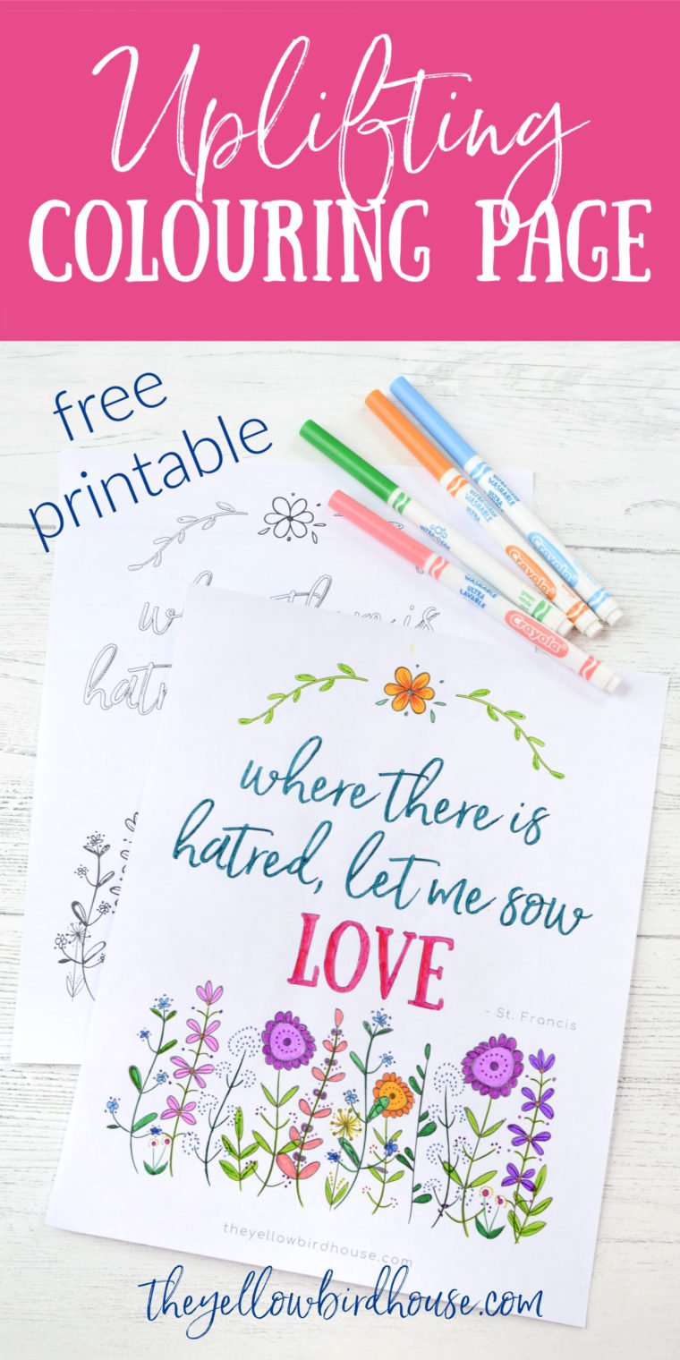 Uplifting prayer colouring page