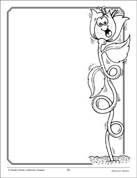 Tall flower design paper page printable unlined stationery