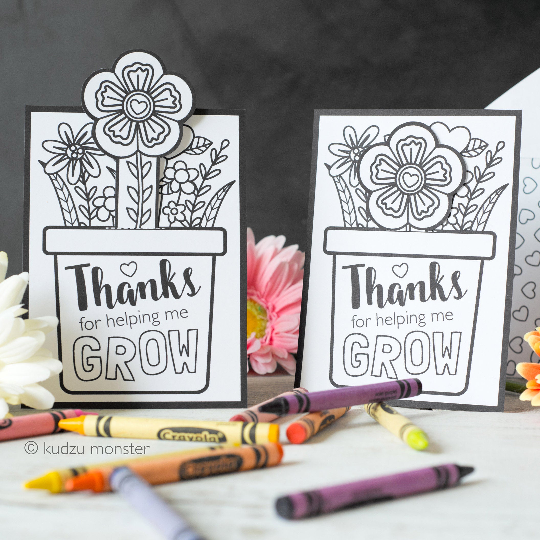 Flower coloring activity card â kudzu monster