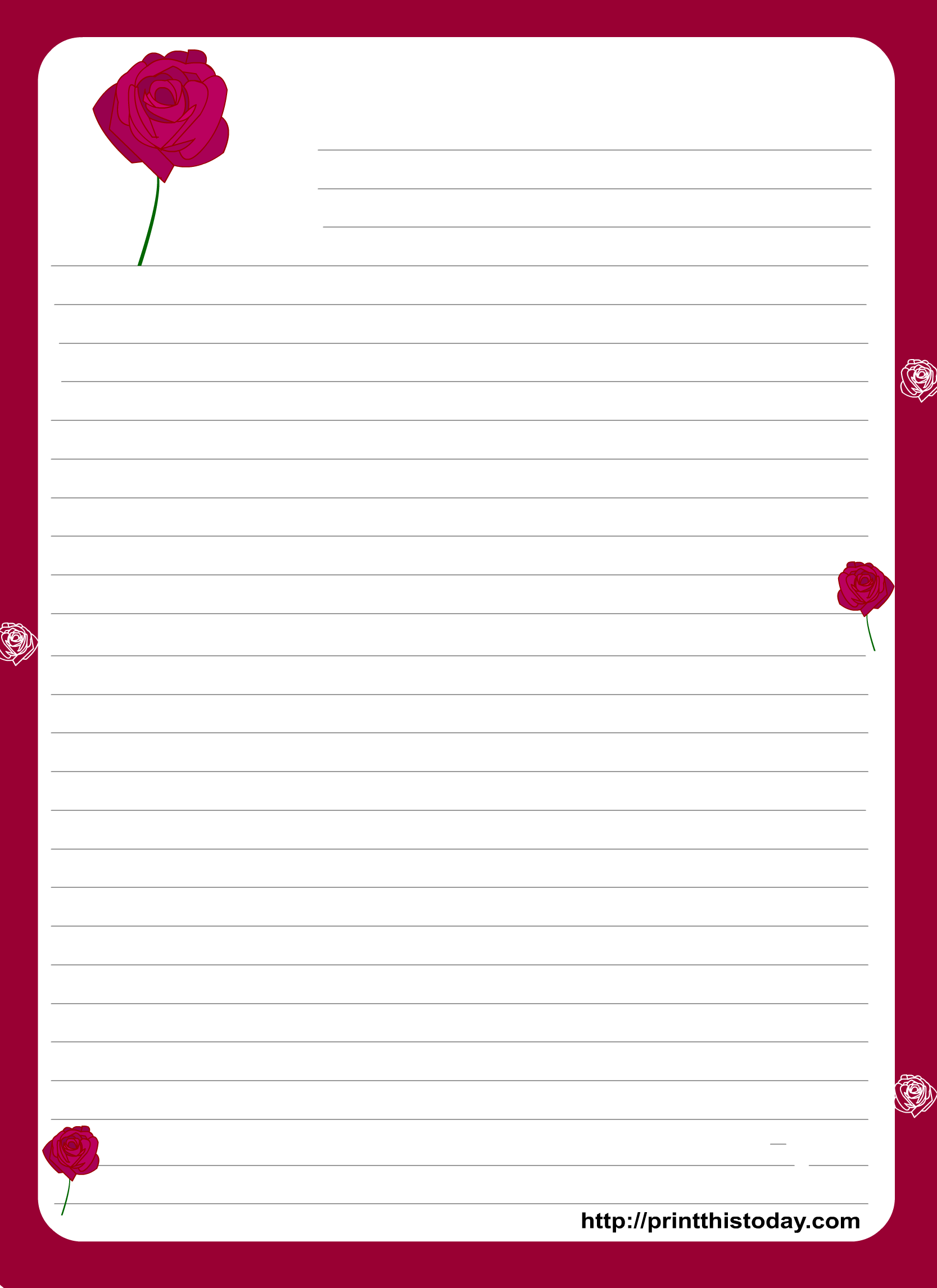 Free printable love letter writing paper