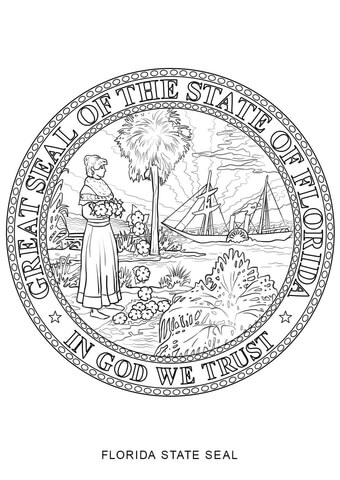 Florida state seal coloring page free printable coloring pages