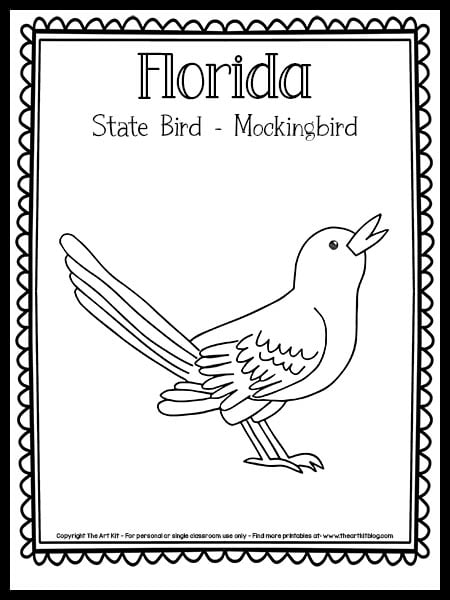 Florida state bird coloring page the mockingbird free printable â the art kit