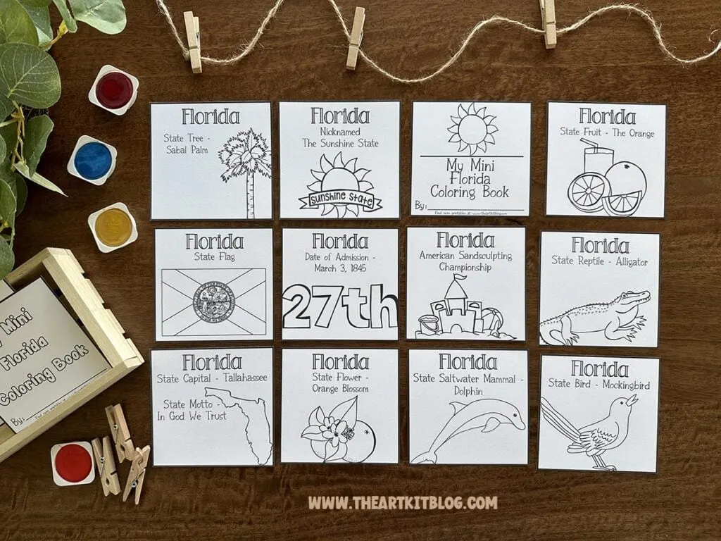 Mini florida coloring pages free printables â the art kit