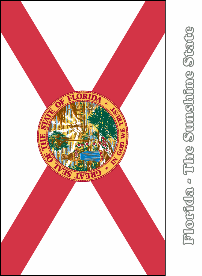 Large vertical printable florida state flag from