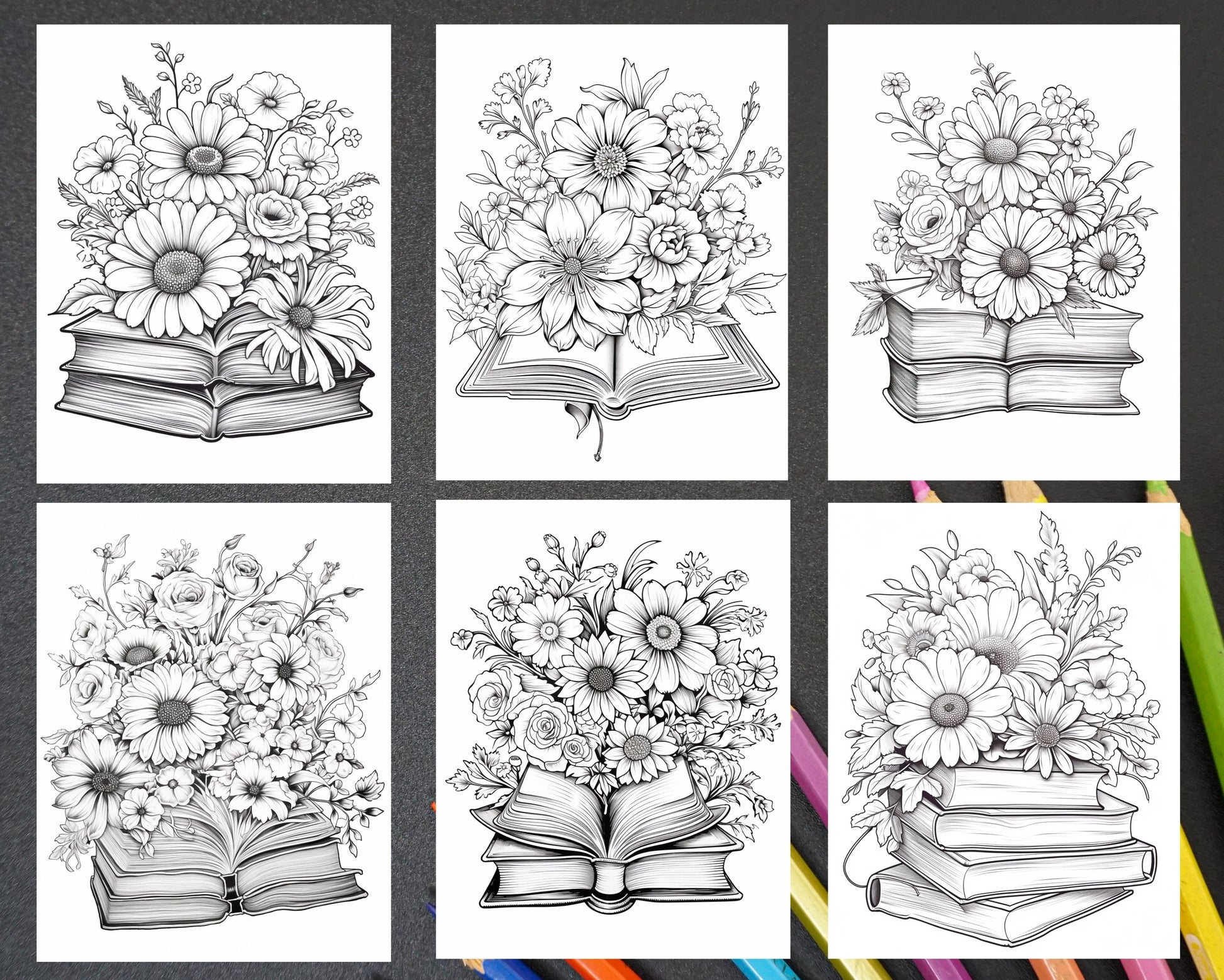 Book flowers coloring pages printable for adults grayscale colorin â coloring