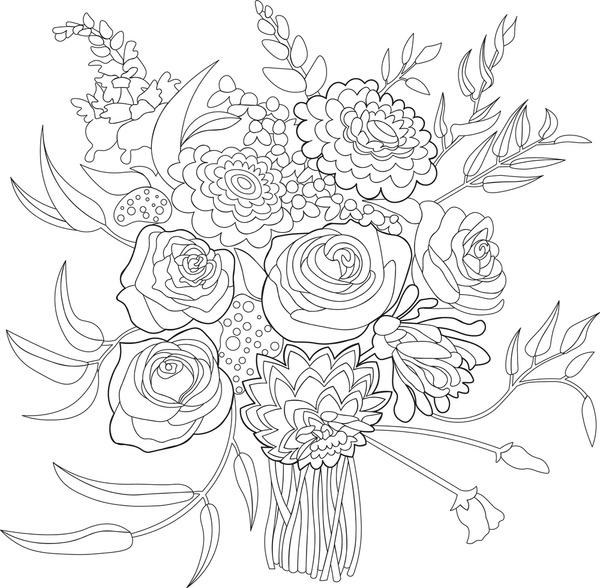 Bouquet coloring pages royalty