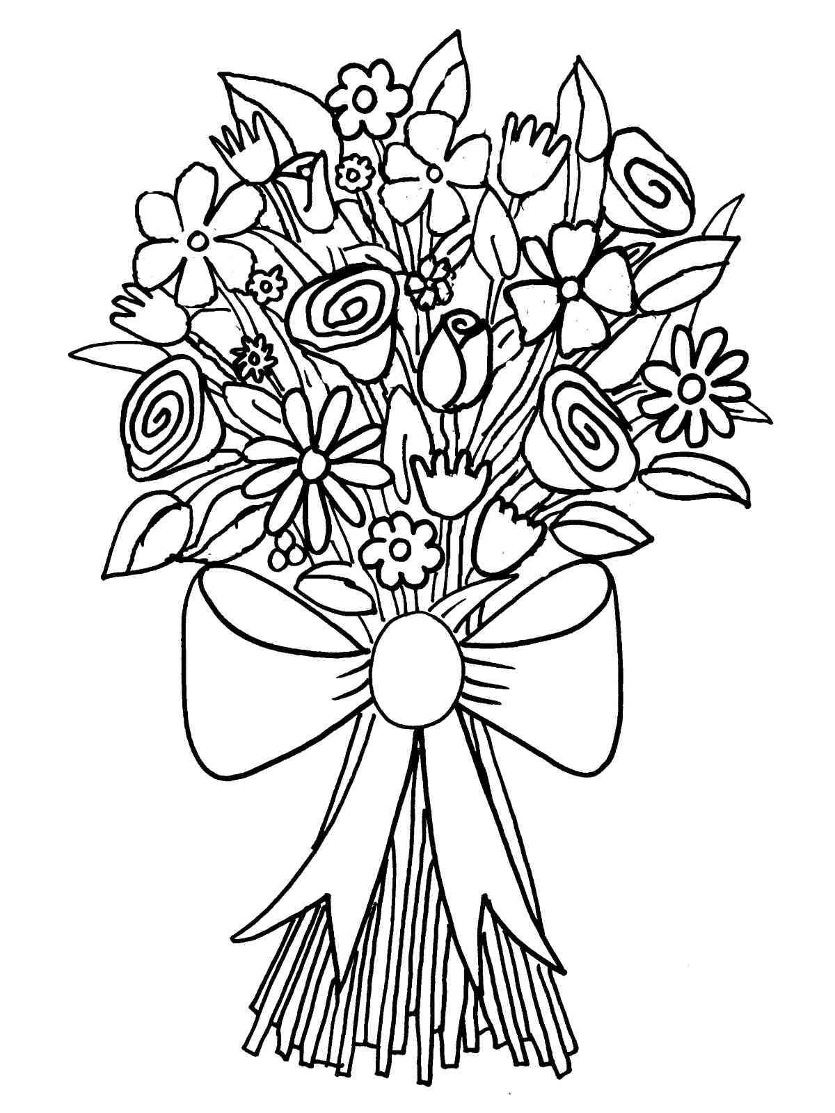Bouquet of flowers coloring pages for adults