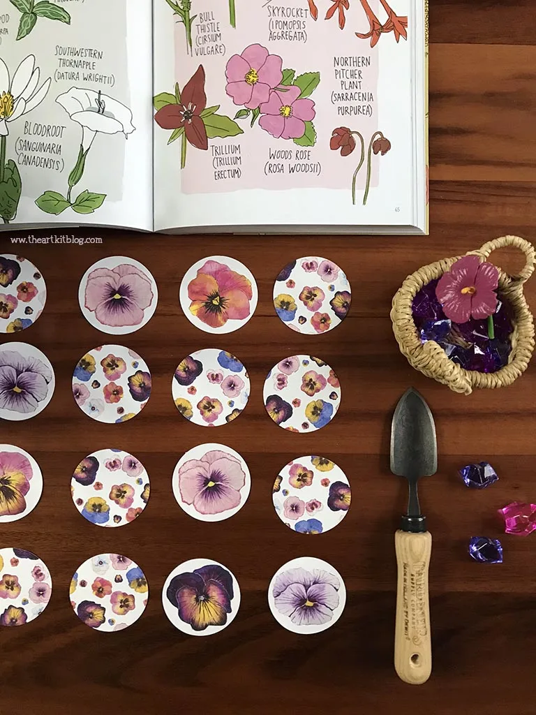 Pansy flower matching game free printable â the art kit