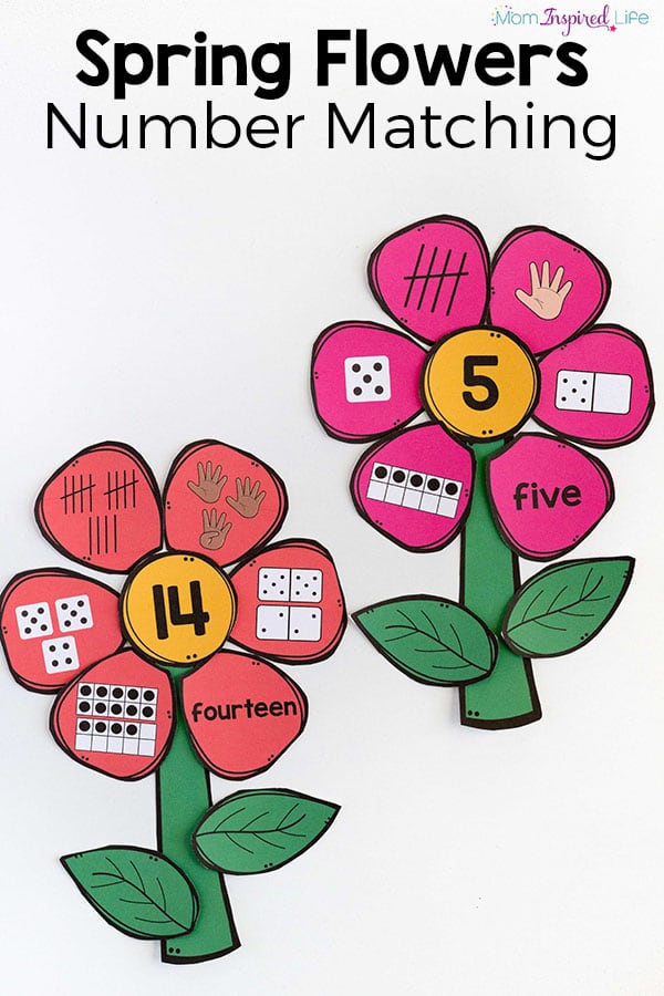 Free printable flower number matching activity