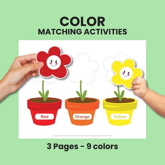 Learning color color sorting worksheet colors matching game color worksheet flowerhomeschoolkindergarten tot school digital download