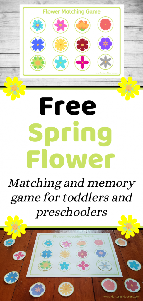 Printable spring flower matching game for toddlers