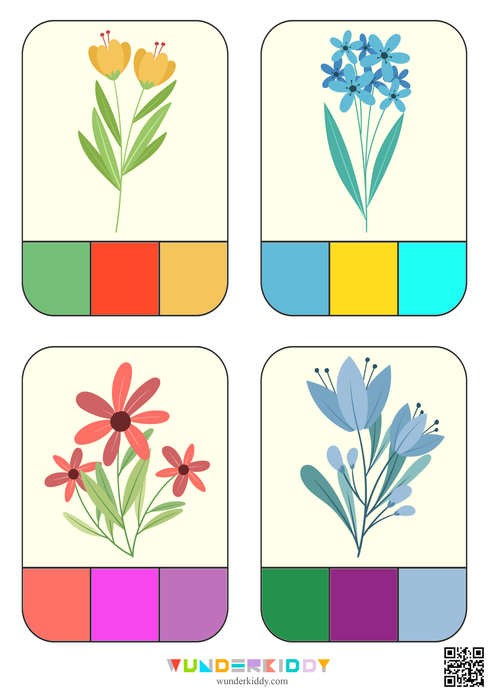 Printable clothespin flower color matching activity for kids