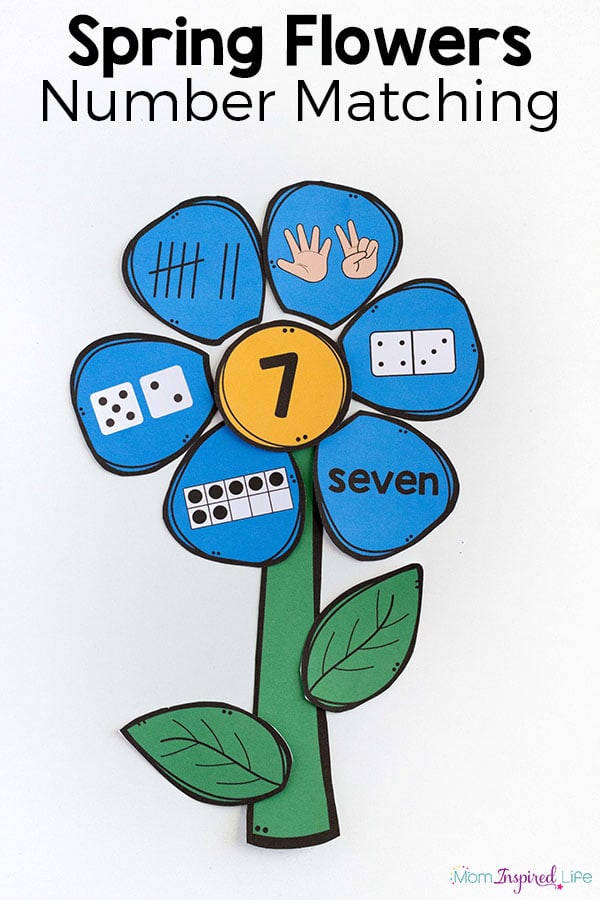 Free printable flower number matching activity