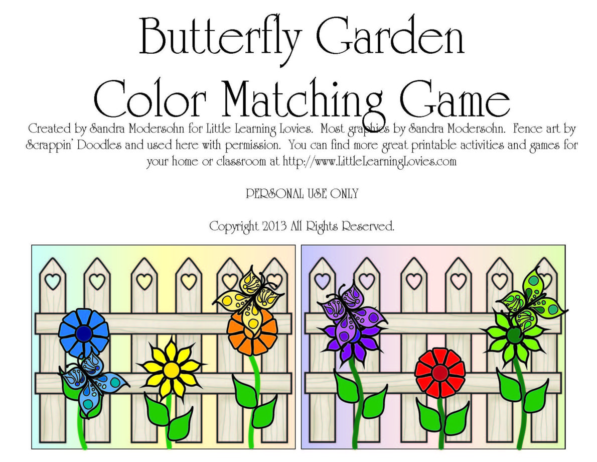Color matching game butterfly garden â little learning lovies