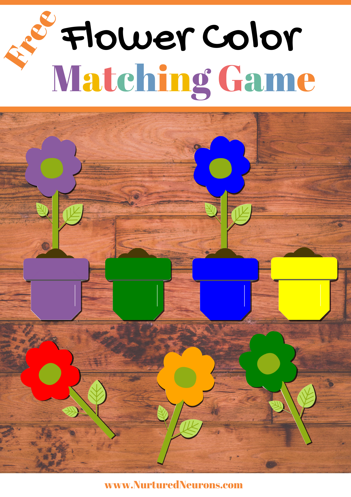 A spectacular spring flower color matching game preschool printable