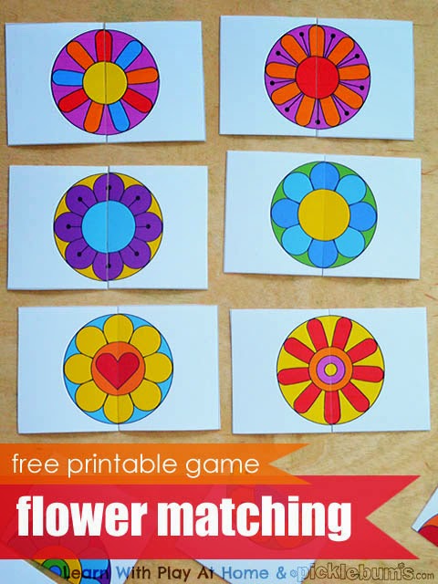 Learn with play at home free printable flower matching game