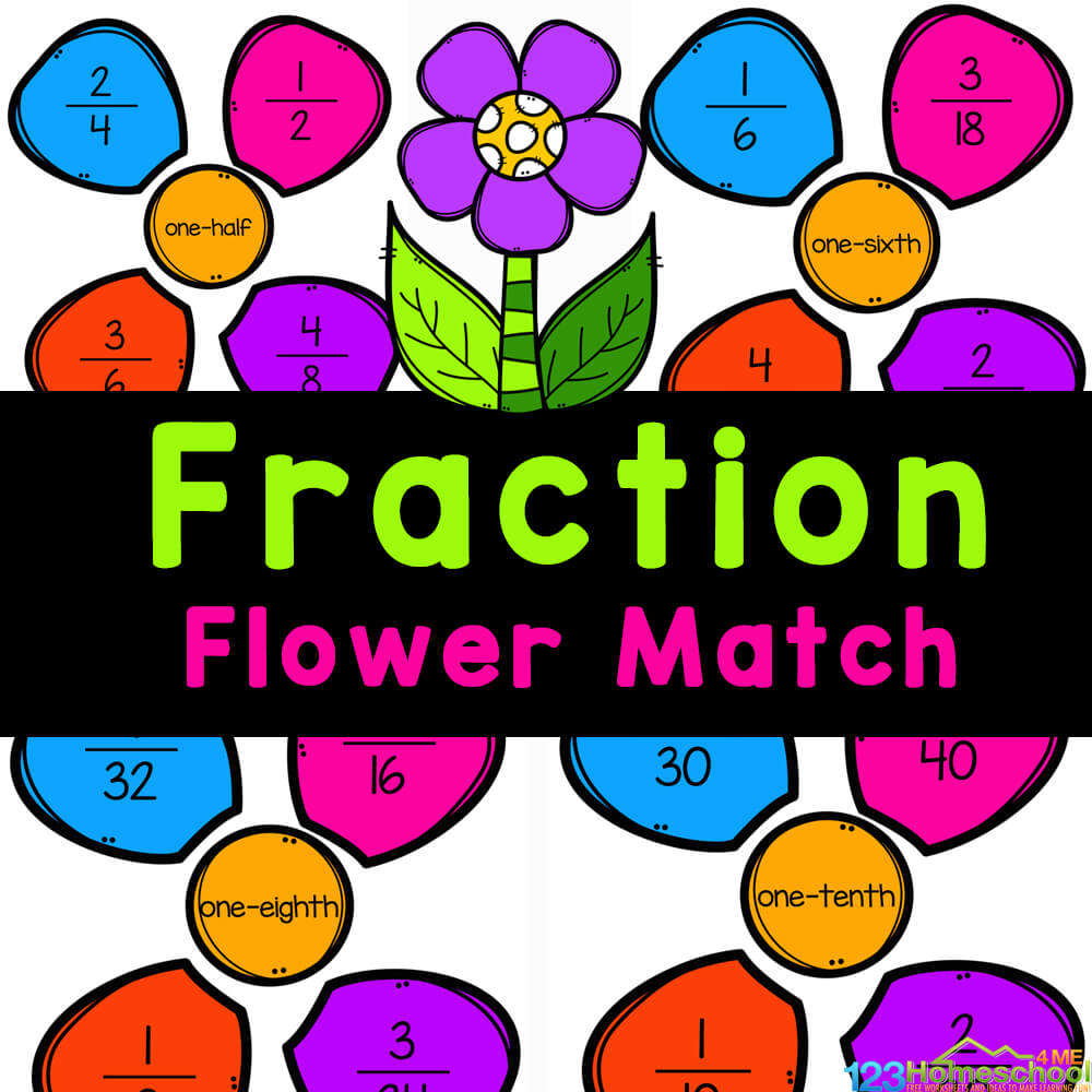 Ðº free printable teaching equivalent fractions flower math activity