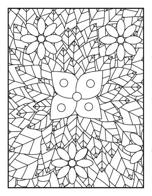 Premium vector flower coloring page kdp for adults