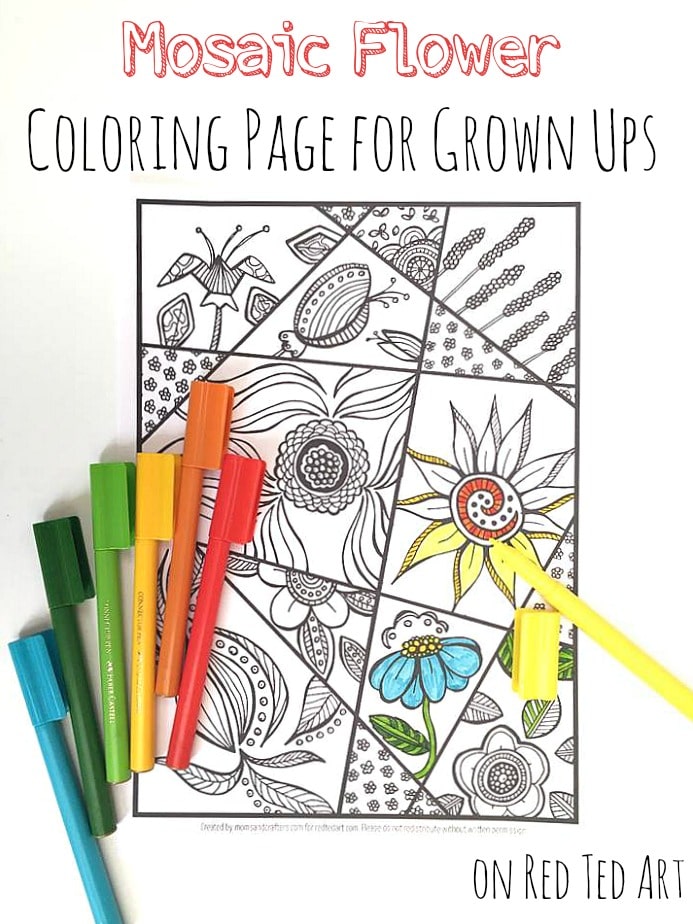 Flower coloring page for grown ups