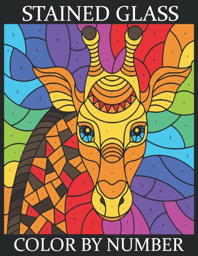 Stained glass color by number simple and easy beautiful mosaic hand