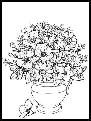 Flower pot coloring pages