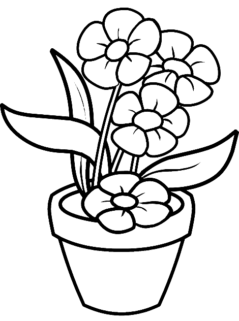 Flower pot coloring pages