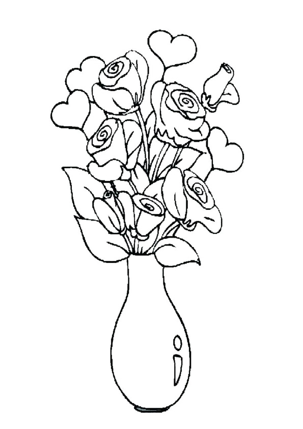 Coloring pages rose flowerpot coloring pages