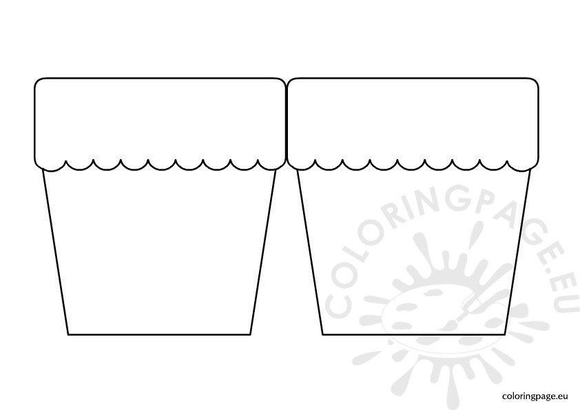 Flower pot card template coloring page