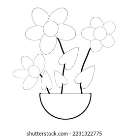 Thousand colouring pages flower pot royalty