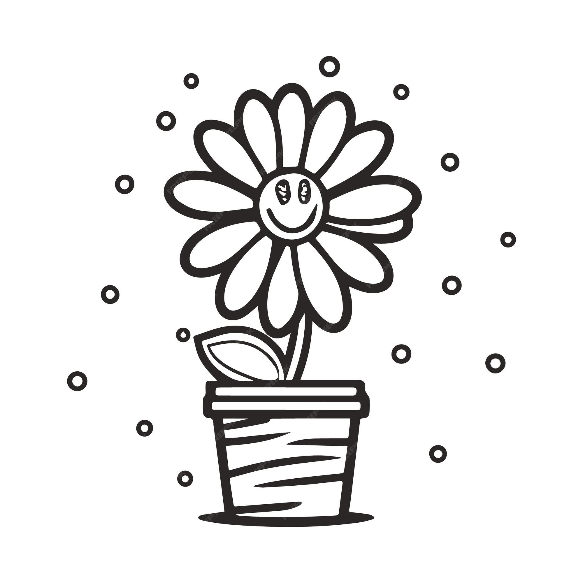 Premium vector flower coloring page vector flower line art white background cute flowers printable coloring page