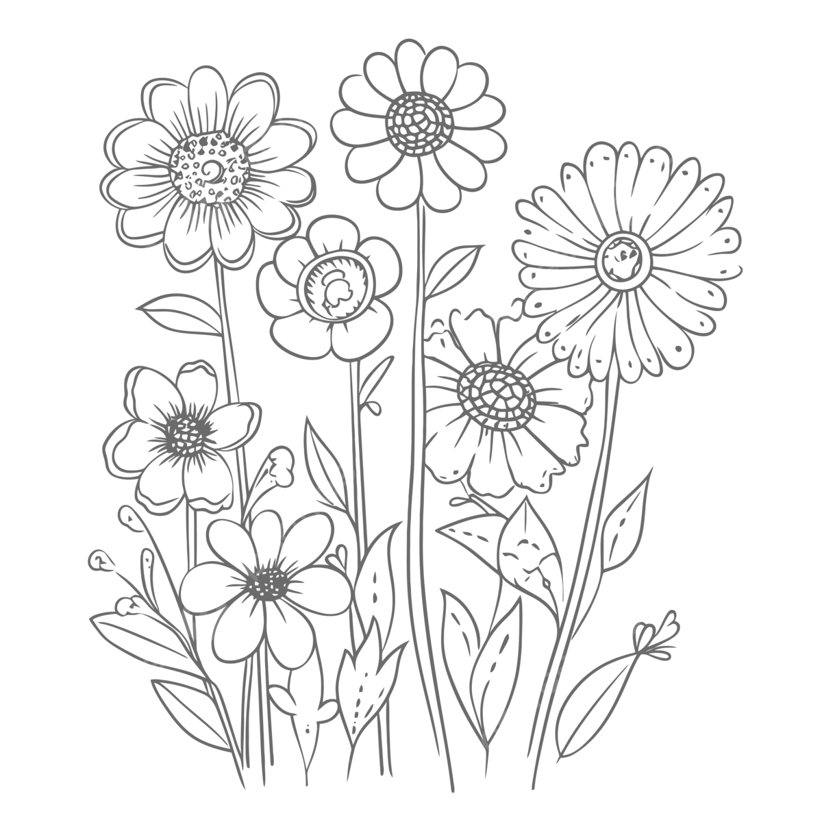 Flower coloring pages line drawing in black outline sketch vector flower drawing wing drawing ring drawing png and vector with transparent background for free download