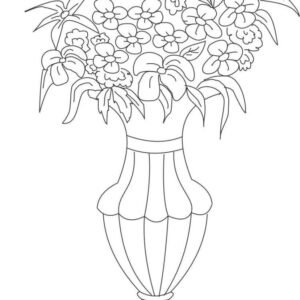 Flower pot coloring page printable for free download