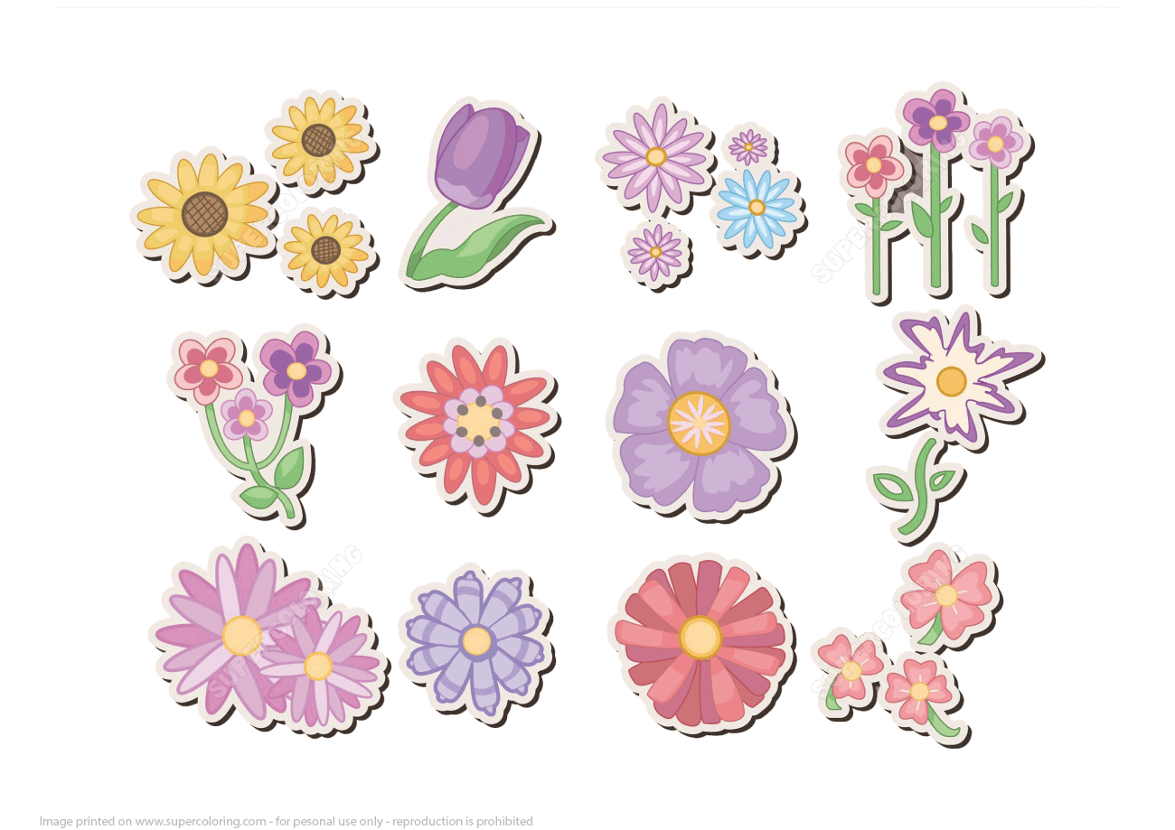 Printable flower stickers free printable papercraft templates