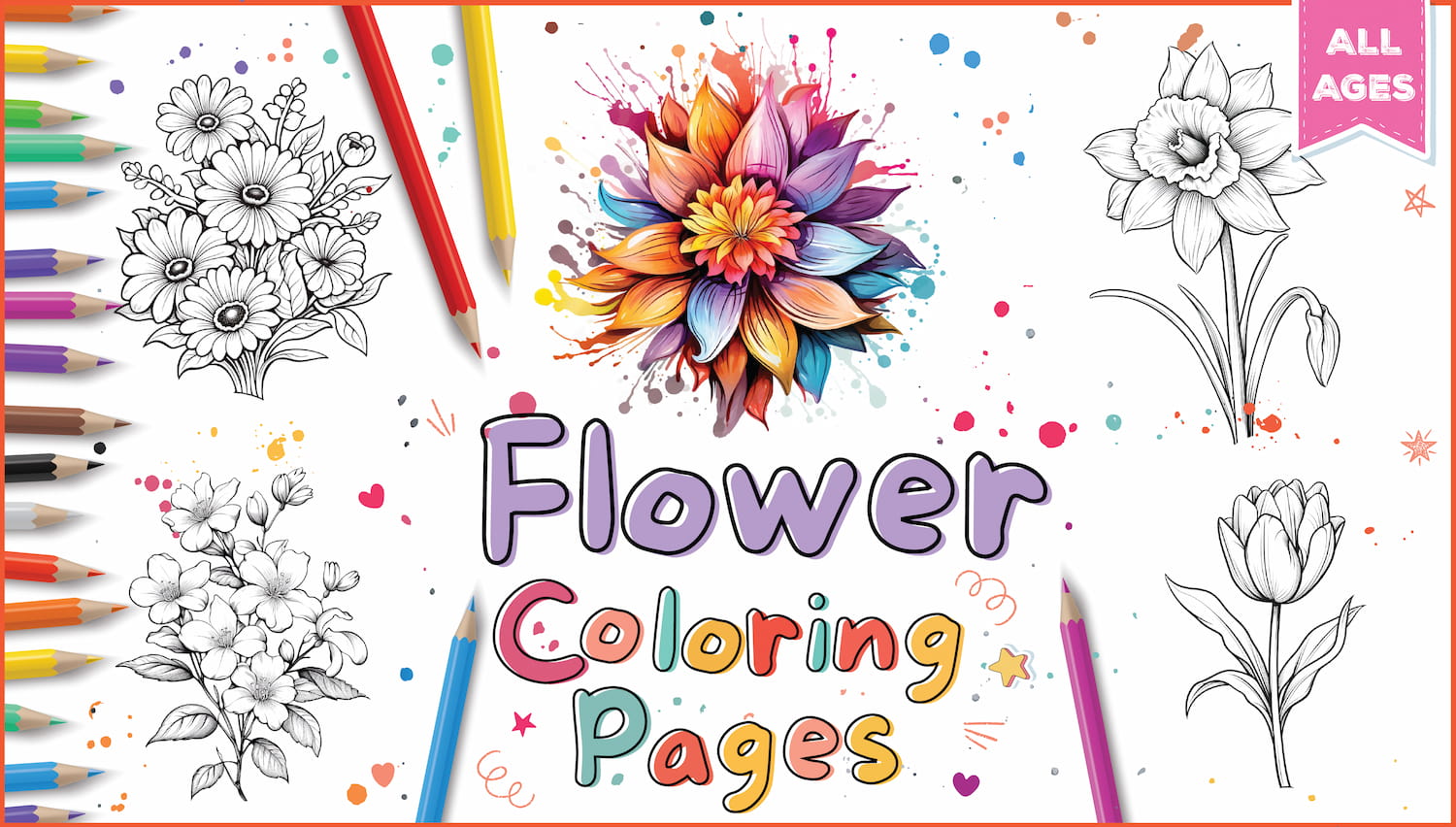 Best flower coloring pages for kids adults