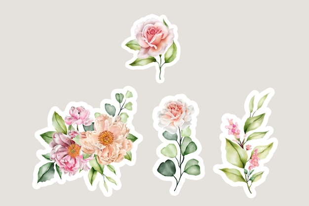 Floral sticker vectors illustrations for free download