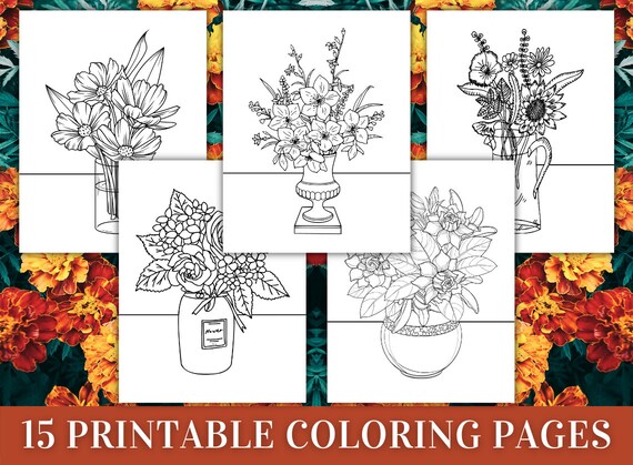 Flowers in a vase coloring pages flower vase coloring pages