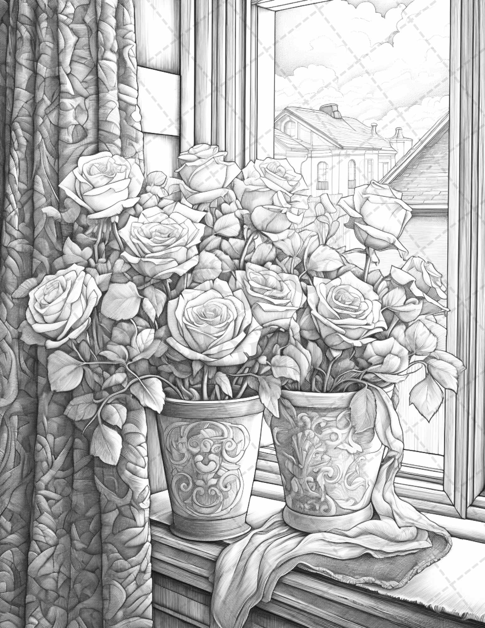 Captivating roses grayscale coloring pages printable for adults pd â coloring