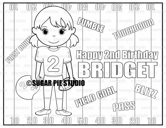 Personalized football coloring page birthday party favor colouring activity sheet personalized printable template