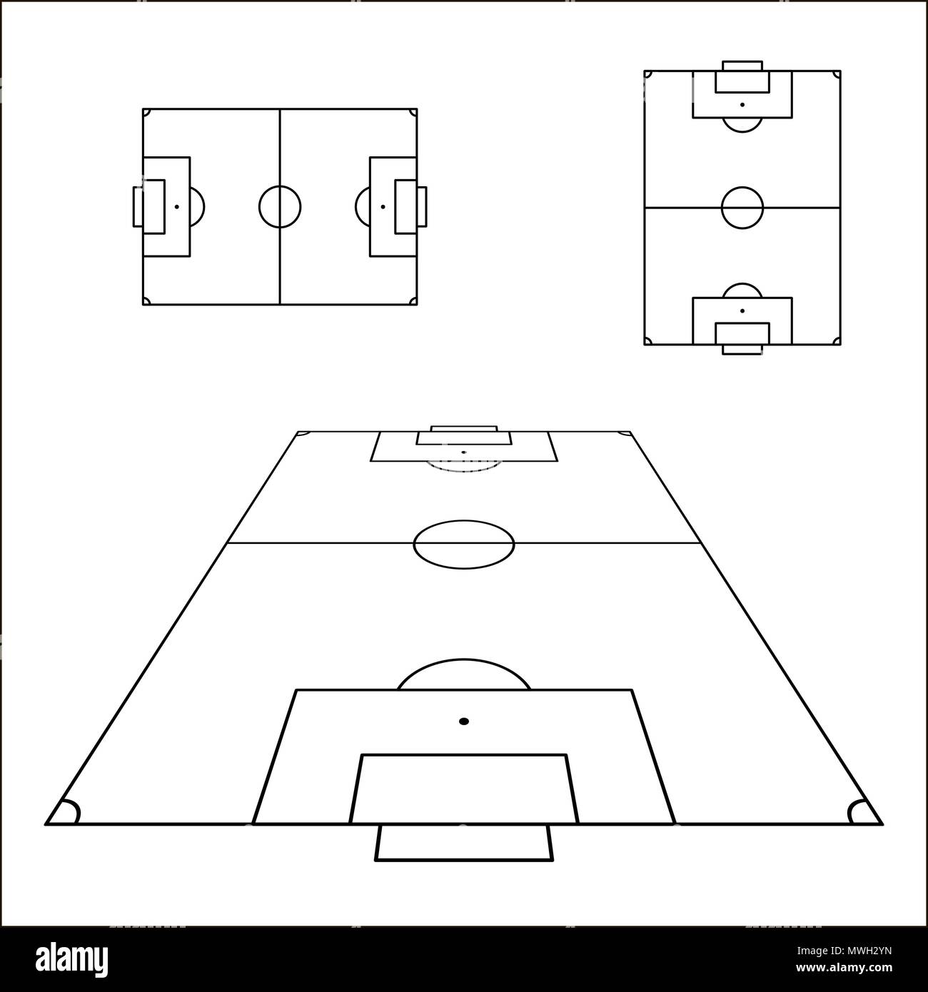 Sketch of soccer fields set football field design element soccer field top view template vector illustration stock vector image art