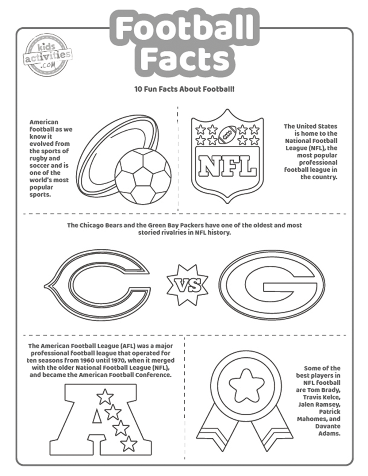 Fun football facts coloring pages kids activities blog