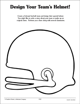 Football helmet pattern printable arts and crafts skills sheets