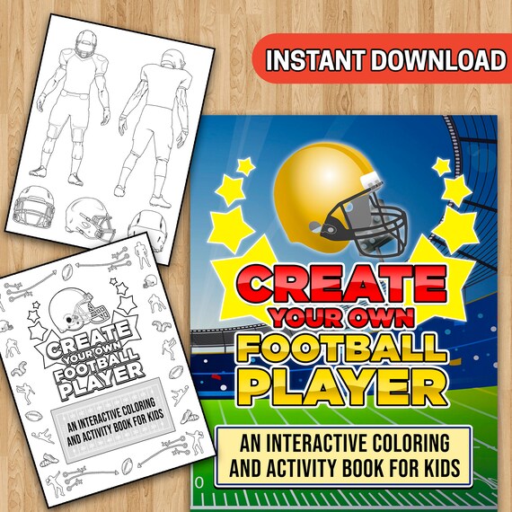 Best value create your own football player coloring pages instant download sports book an interactive coloring and activity book for kids download now
