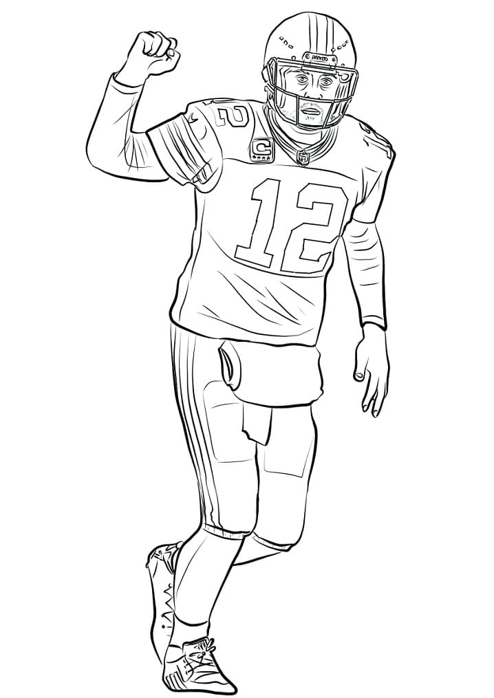 Aaron rodgers american football player coloring page