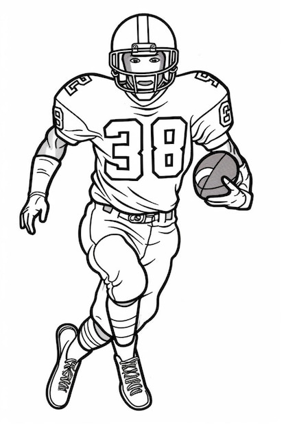 Premium ai image a football player running with the ball coloring page ai generative