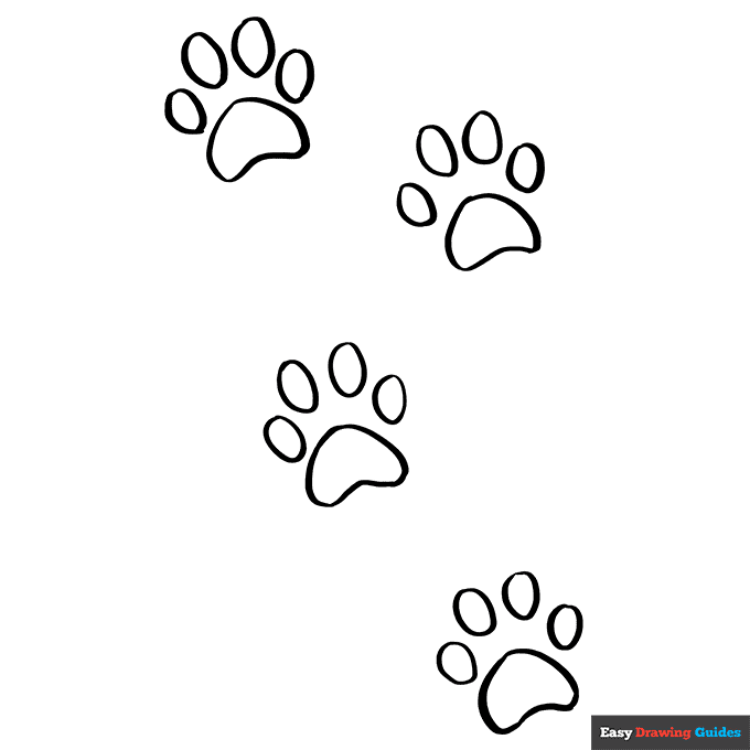 Cat paw prints coloring page easy drawing guides