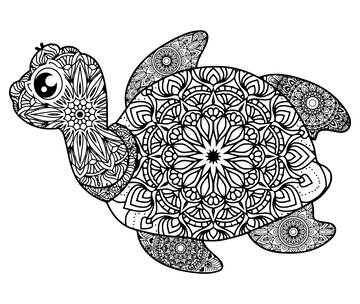 Premium vector mandala ocean animals coloring pages for kids and adult premium vector