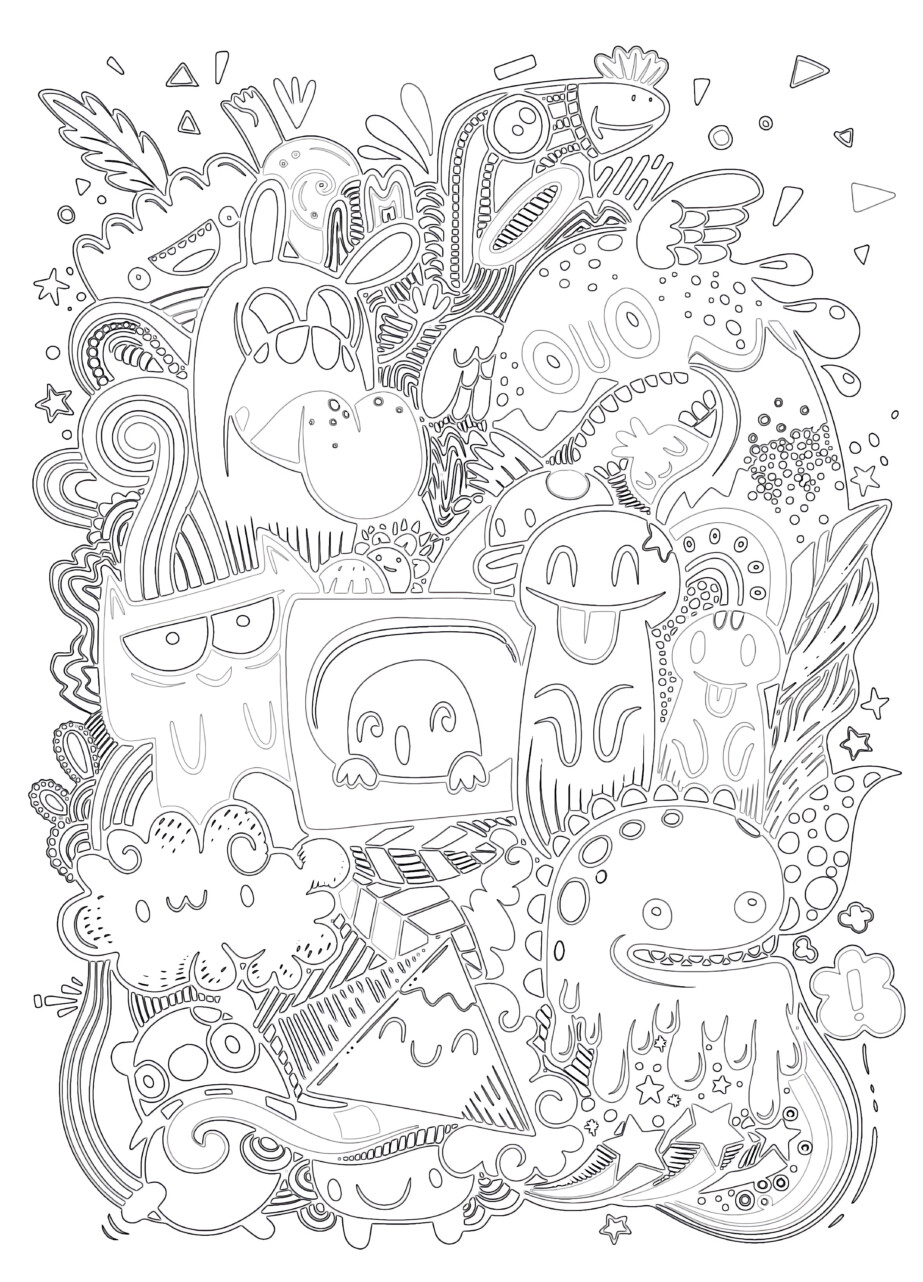 Adult strange animals coloring page