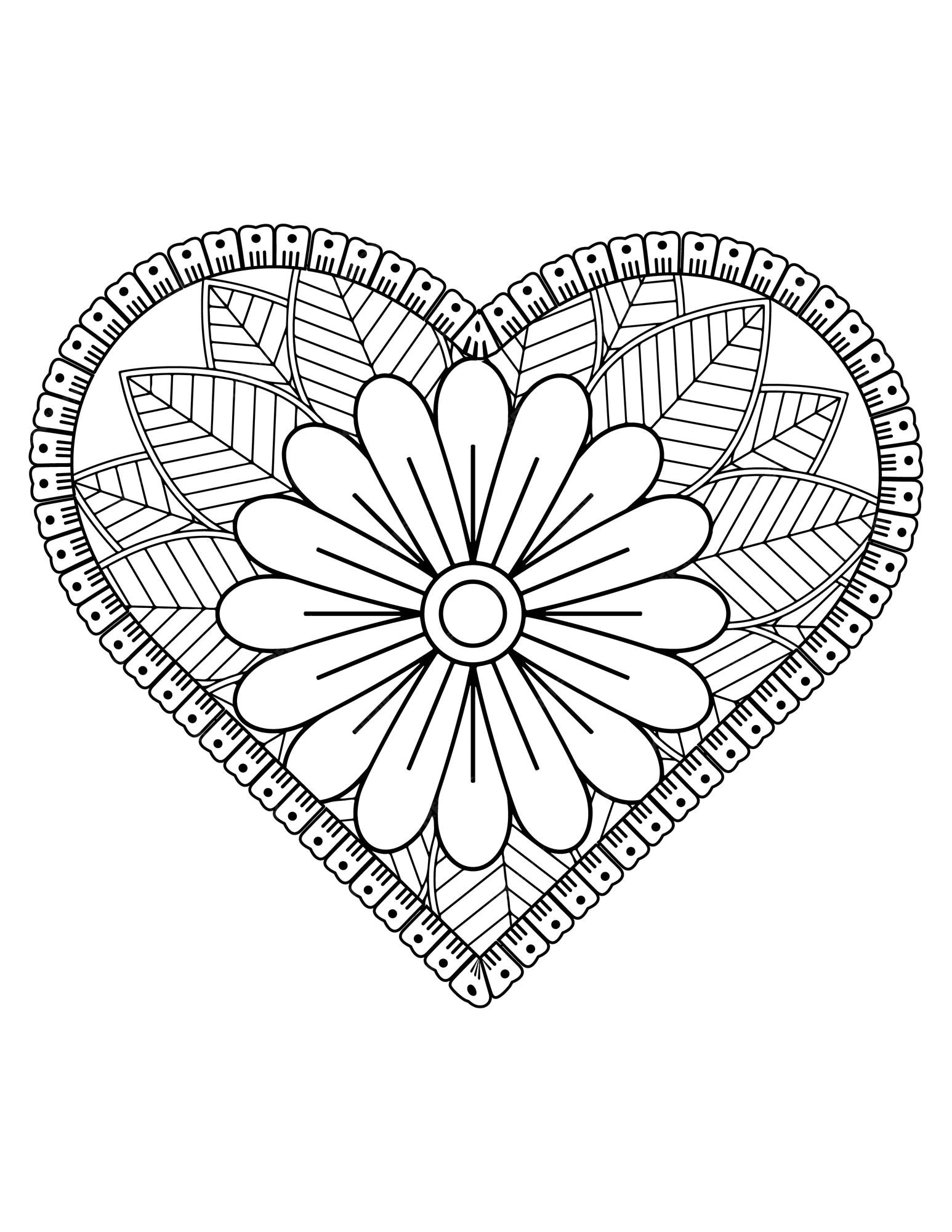 Premium vector heart coloring page for adult and kids love coloring vector valentine pattern design valentine
