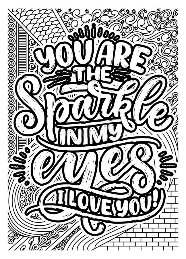 Love motivational quote coloring pages for adults love coloring page design stock illustration